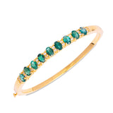 Pre-Owned Emerald and Diamond Bangle Bracelet, 18K Yellow Gold