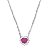 Pre-Owned Ruby and Diamond Heart Pendant, 18K White Gold