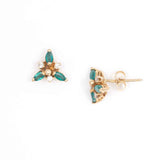 Pre-Owned Emerald And Diamond Earrings, 14K Yellow Gold