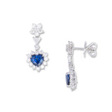 Pre-Owned Sapphire & Diamond Heart Earrings, 18K White Gold