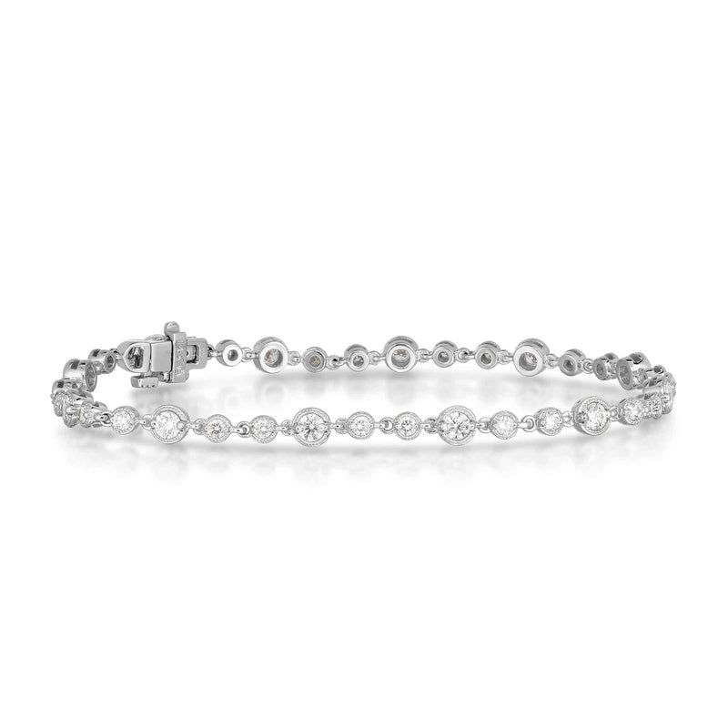 Bezel Set Diamond Bracelet, 2 Carats Total, 14K White Gold