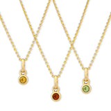 Bezel Set Garnet Charm, Yellow Gold Plated Silver
