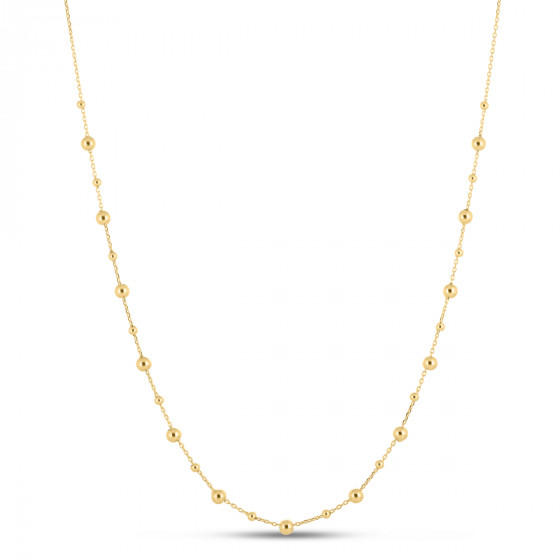 Alternating Size Bead Necklace, 18 Inches, 14K Yellow Gold
