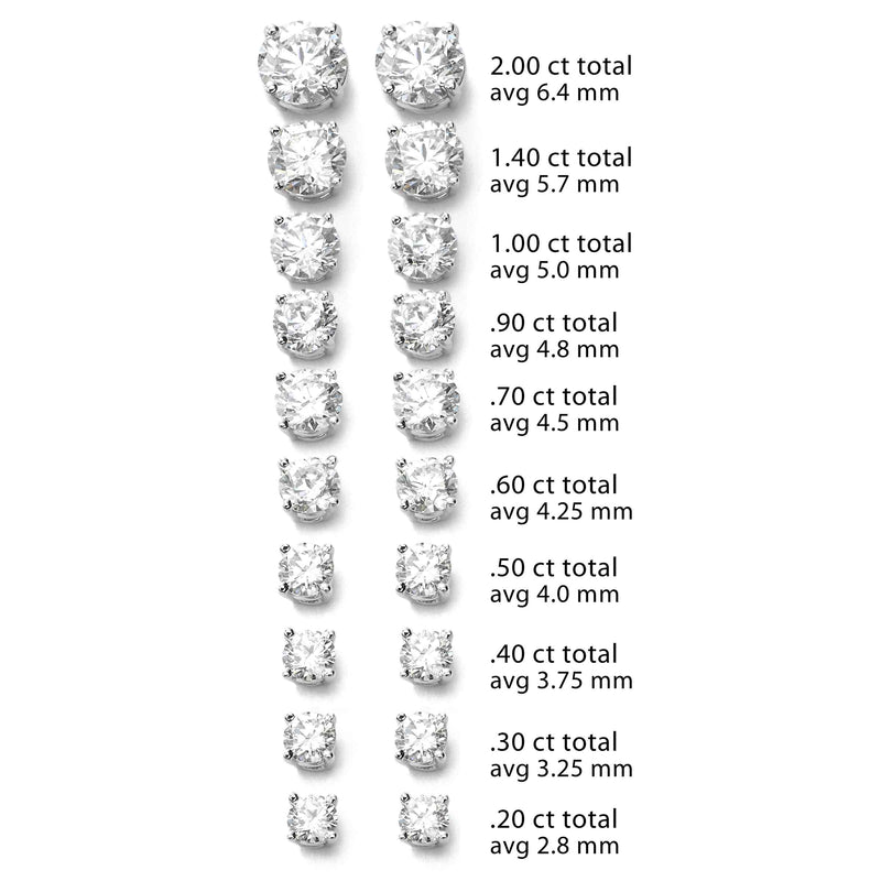 Diamond Stud Earrings, .75 Carat total, H/I-SI2, 14K White Gold