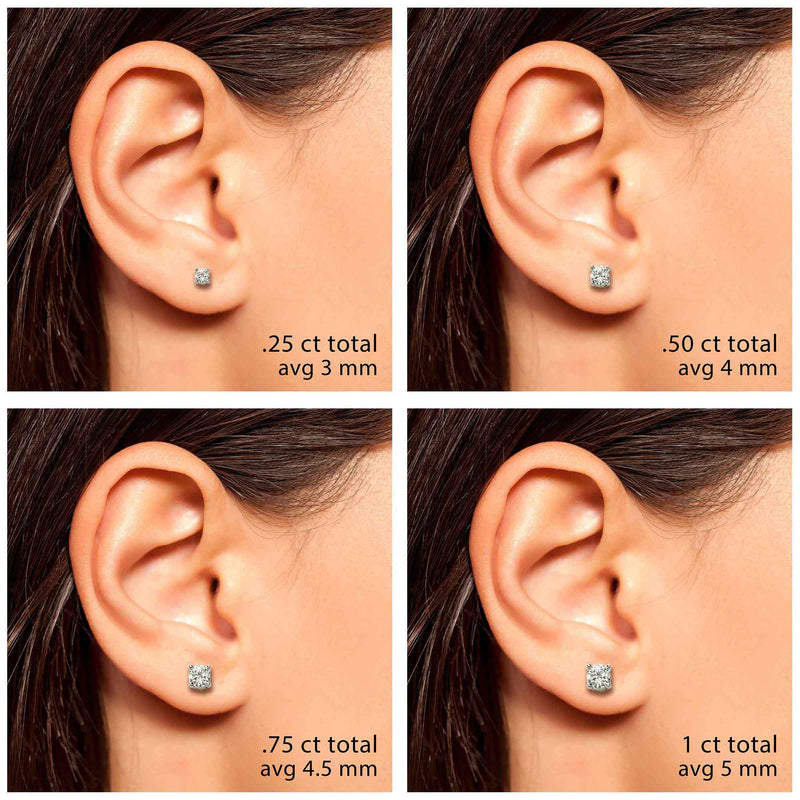 Diamond Stud Earrings, .75 Carat total, H/I-SI2, 14K White Gold