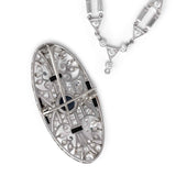 Pre-Owned Diamond And Black Onyx Pendant/Pin, 14K White Gold