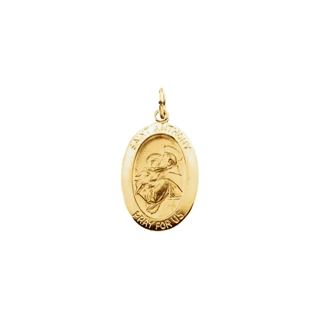 ST. ANTHONY MEDAL, oval, 14 karat yellow gold