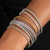 White Sapphire Cuff Style Bangle Bracelet, 18K Yellow Gold