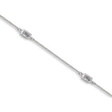 CZ Baguette Ankle Bracelet, Sterling Silver