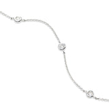 Bezel Set Diamond Station Ankle Bracelet, 14K White Gold