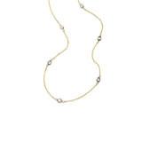 Bezel Set CZ Station Ankle Bracelet, 14K Yellow Gold