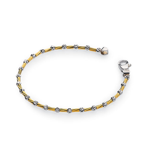 Two Tone Ankle Bracelet, Sterling and 24K Gold Plating