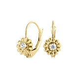 Child's CZ Flower Earrings, 14K Yellow Gold