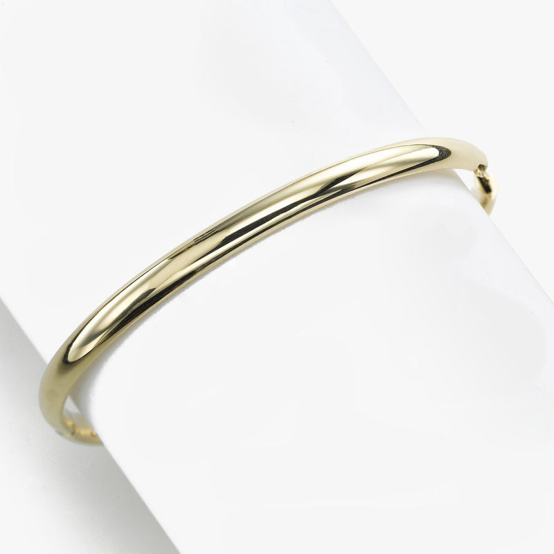 Shiny Domed Bangle Bracelet, .25 Inch, 14K Yellow Gold