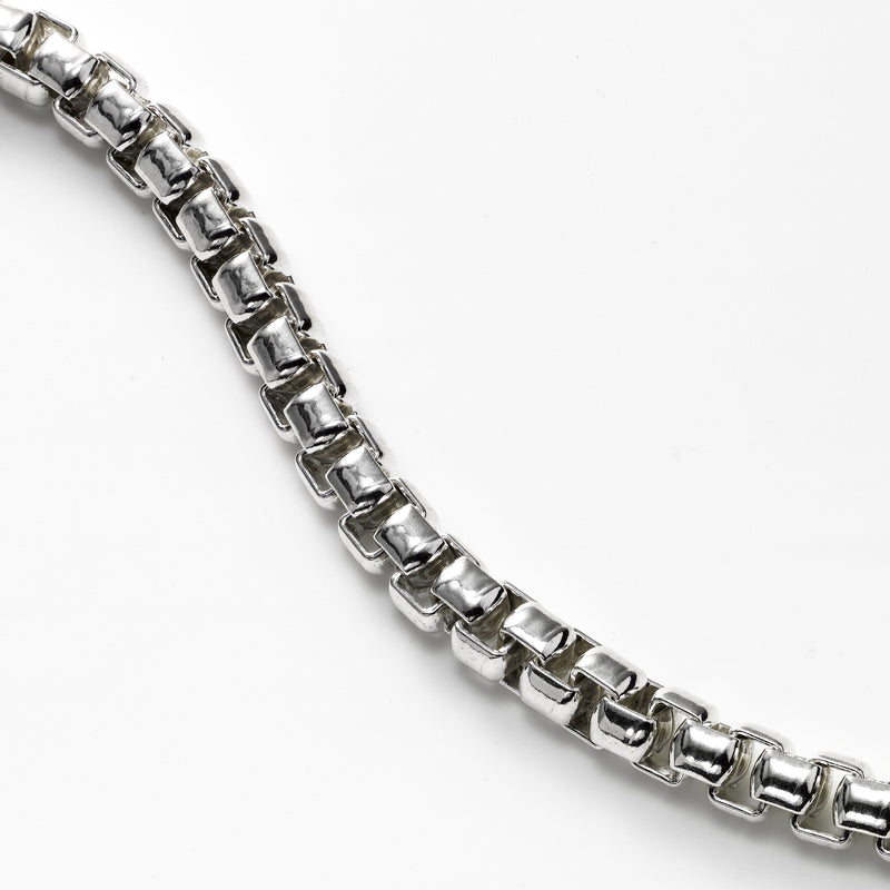 Rounded Box Link Necklace, 18 or 22 Inches, 14K White Gold