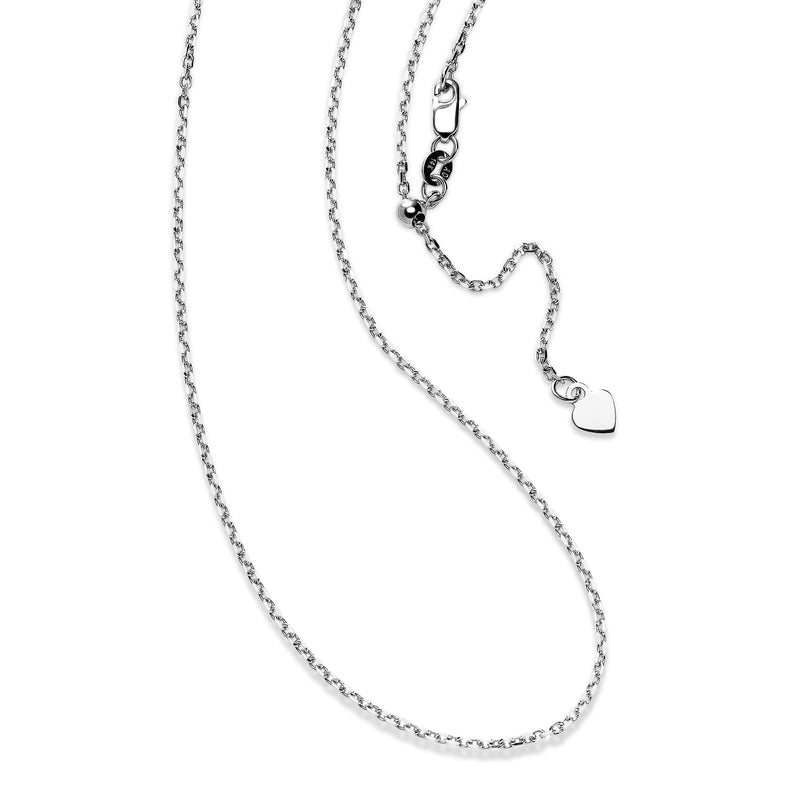 Adjustable Cable Chain, 22 Inches, 14K White Gold