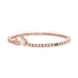 Diamond Tennis Bracelet with Emerald Accent, 14K Rose Gold