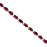 Oval Ruby and Diamond Bracelet, 14K White Gold