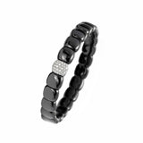 Shiny Black Ceramic Bracelet with 18K White Gold Pavé Tile
