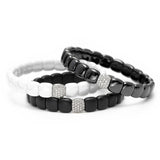 Matte Black Ceramic Bracelet with 18K White Gold Pavé Tile