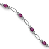 Ruby and Diamond Link Bracelet, 14K White Gold