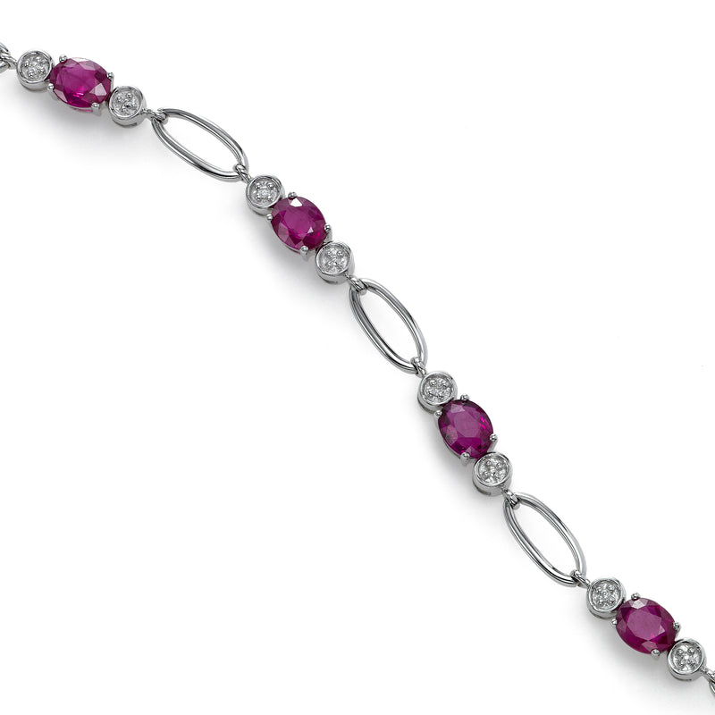 Ruby and Diamond Link Bracelet, 14K White Gold