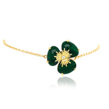 Malachite Gemstone Bolo Bracelet, 18K Yellow Gold
