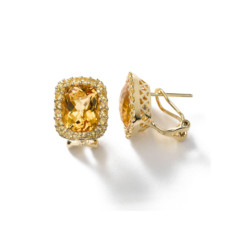Citrine and Yellow Sapphire Earrings, 14K Yellow Gold