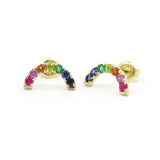 Rainbow Gemstone Earrings, 14K Yellow Gold