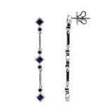 Linear Sapphire and Diamond Dangle Earrings, 14K White Gold