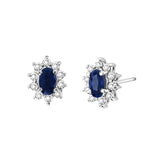 Oval Sapphire and Diamond Earrings, 14K White Gold