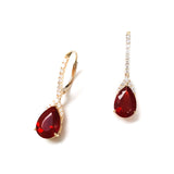 Fire Opal and Diamond Drop Earrings, 14K Yellow Gold