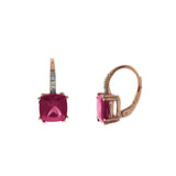 Rhodolite and Diamond Drop Earrings, 14K Rose Gold