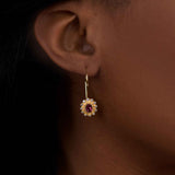 Pink Tourmaline and Diamond Drop Earrings, 14K Yellow Gold
