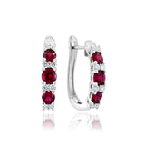 Ruby and Diamond Half Hoop Earrings, 14K White Gold