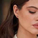 Ruby and Diamond Cluster Earrings, 18K Yellow Gold