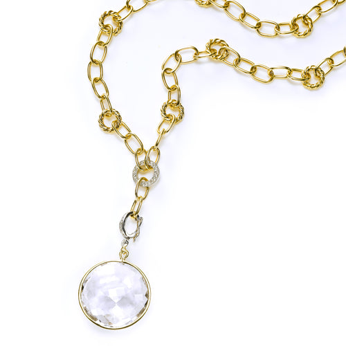 White Topaz Removable Enhancer Pendant, 14 Karat Gold