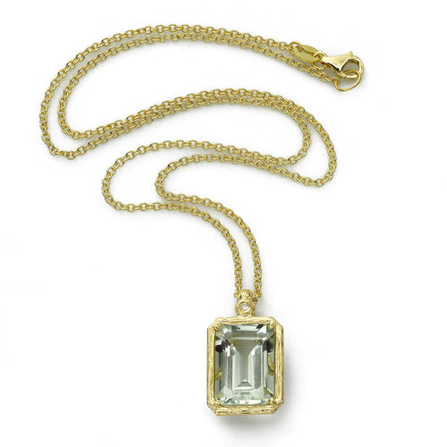 Rectangular Prasiolite Pendant, 14K Yellow Gold