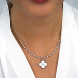 Pre-Owned Mother of Pearl Pendant with Diamond Center, 18K White Gold