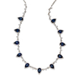 Regal Blue Sapphire and Diamond Necklace, 14K White Gold