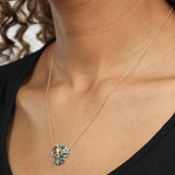 Blue Topaz Flower Pansy Necklace, 18K White Gold