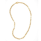 Paperclip Chain with Removable Mother of Pearl Heart, 14K Yellow Gold