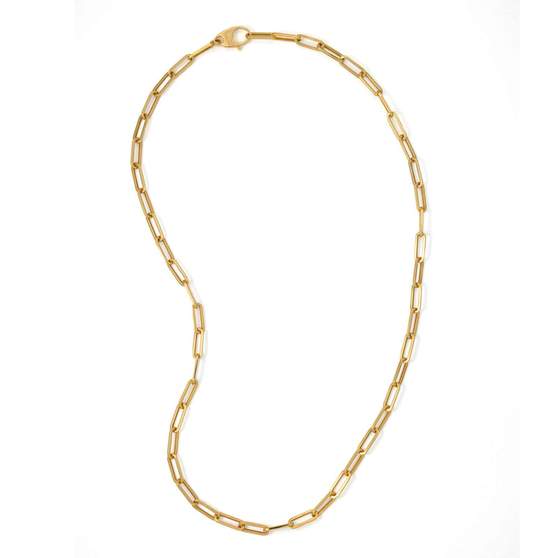 Paperclip Chain with Removable Mother of Pearl Heart, 14K Yellow Gold