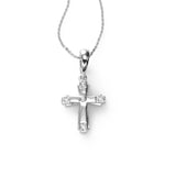 Children's Diamond Cross Necklace, 14K White Gold