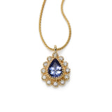 Pear Shape Tanzanite and Diamond Pendant, 14K Yellow Gold
