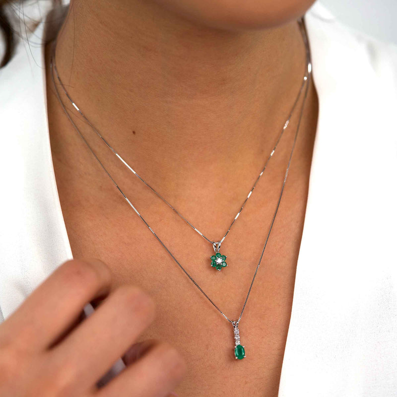 Ruby and Diamond Drop Pendant, 14K White Gold