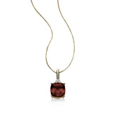 Cushion Cut Garnet Pendant, 14K Yellow Gold