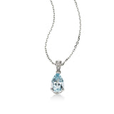 Pear Shape Aquamarine Pendant, 14K White Gold