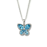 Blue Topaz Butterfly Pendant, 14K White Gold