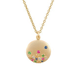 Multi Color Gemstone Disc Pendant, 14K Yellow Gold